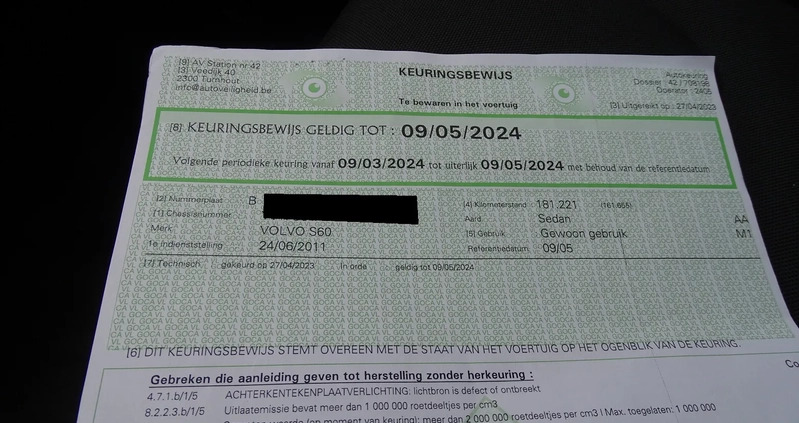 Volvo S60 cena 36900 przebieg: 190000, rok produkcji 2011 z Międzylesie małe 254